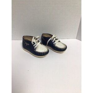 Baby Jacks Shoes Blue White Cursive Sewn Name Leather 2 Pairs Sizes 3 & 4 VTG